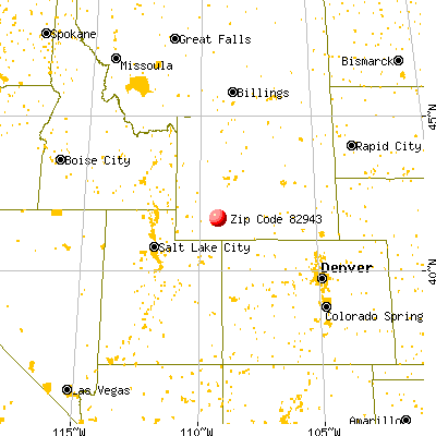 Reliance, WY (82943) map from a distance