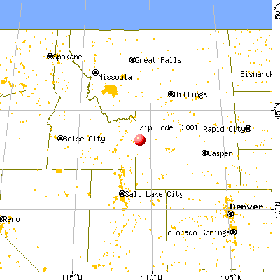 Hoback, WY (83001) map from a distance
