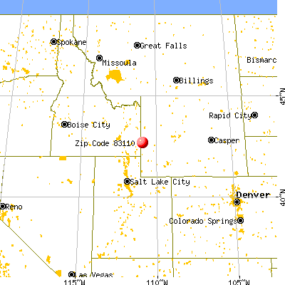 Afton, WY (83110) map from a distance