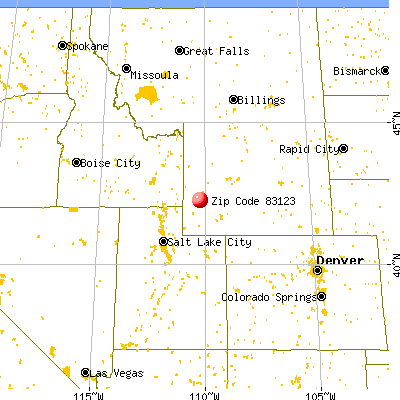 La Barge, WY (83123) map from a distance