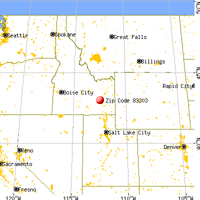 Fort Hall, ID (83203) map from a distance