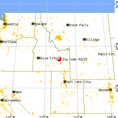 Atomic City, ID (83215) map from a distance