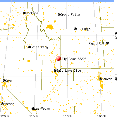 Bloomington, ID (83223) map from a distance
