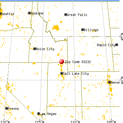 Dayton, ID (83232) map from a distance