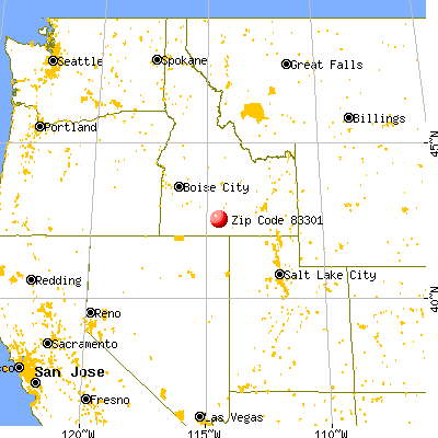 Twin Falls, ID (83301) map from a distance