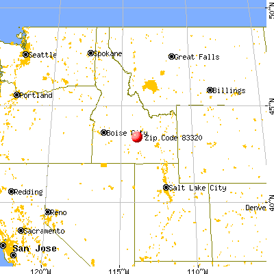 Carey, ID (83320) map from a distance