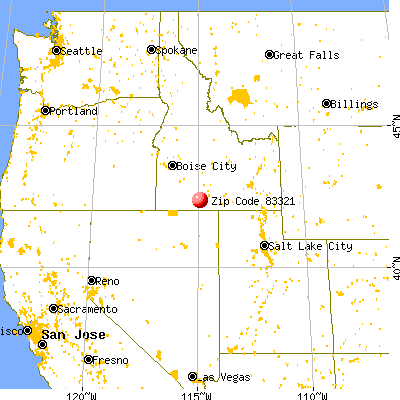 Castleford, ID (83321) map from a distance