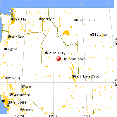 Dietrich, ID (83324) map from a distance