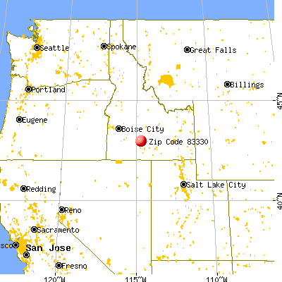 Gooding, ID (83330) map from a distance