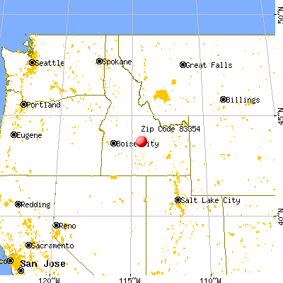 Sun Valley, ID (83354) map from a distance