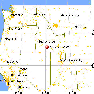 Wendell, ID (83355) map from a distance