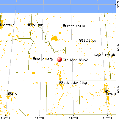 Idaho Falls, ID (83402) map from a distance