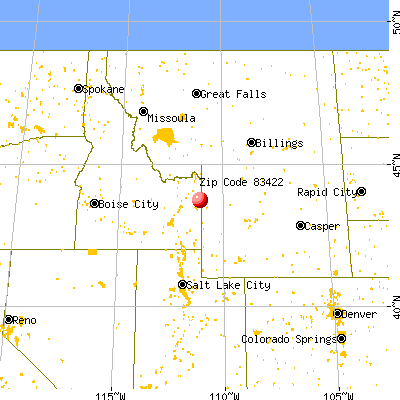 Driggs, ID (83422) map from a distance
