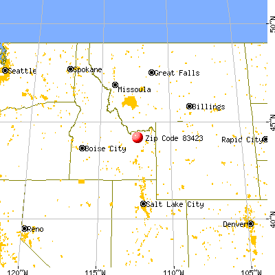 Dubois, ID (83423) map from a distance