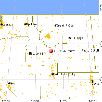 Hamer, ID (83425) map from a distance