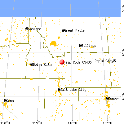Newdale, ID (83436) map from a distance