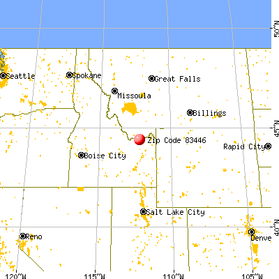 Spencer, ID (83446) map from a distance