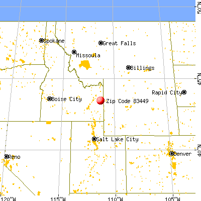 Swan Valley, ID (83449) map from a distance