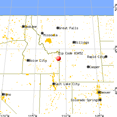 Tetonia, ID (83452) map from a distance