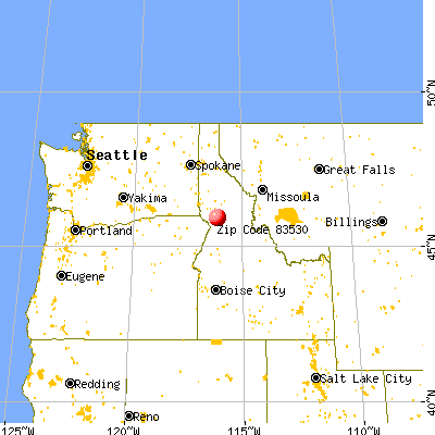 Grangeville, ID (83530) map from a distance