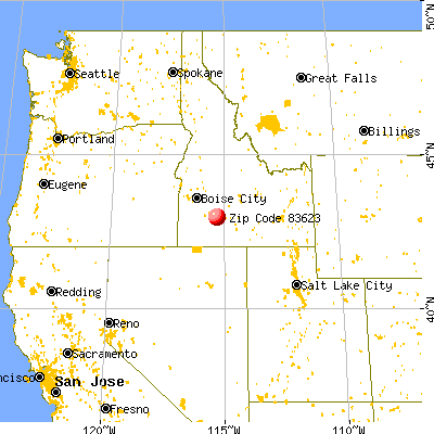 Glenns Ferry, ID (83623) map from a distance