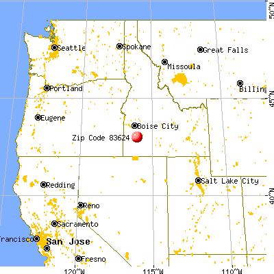 Grand View, ID (83624) map from a distance