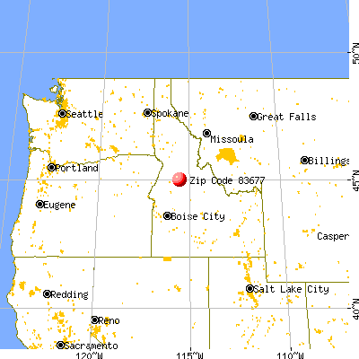 Yellow Pine, ID (83677) map from a distance