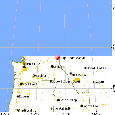 Bonners Ferry, ID (83805) map from a distance