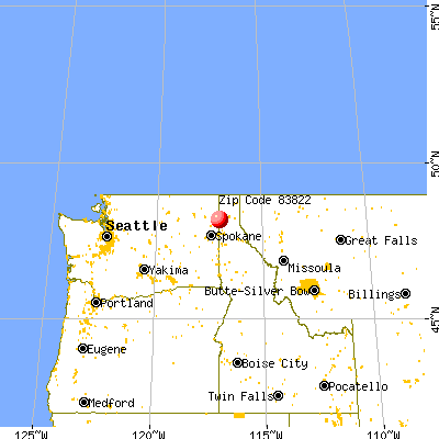 Oldtown, ID (83822) map from a distance