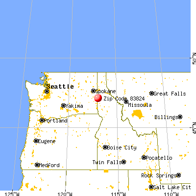 De Smet, ID (83824) map from a distance