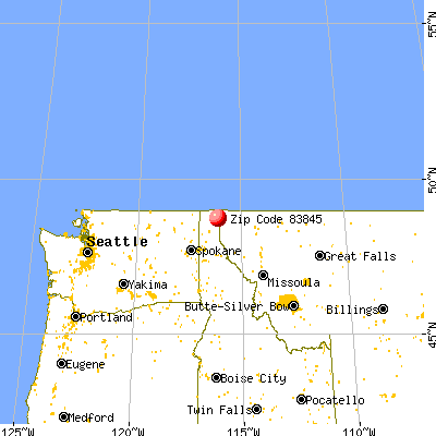 Moyie Springs, ID (83845) map from a distance