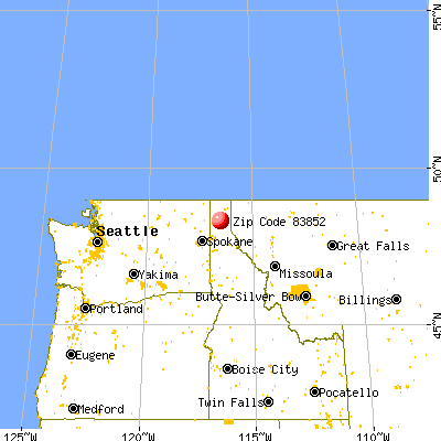 Ponderay, ID (83852) map from a distance