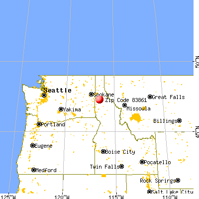 St. Maries, ID (83861) map from a distance