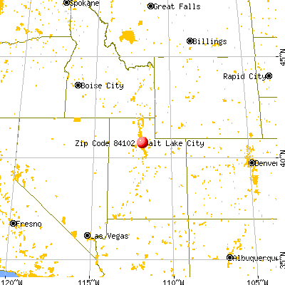 Salt Lake City, UT (84102) map from a distance