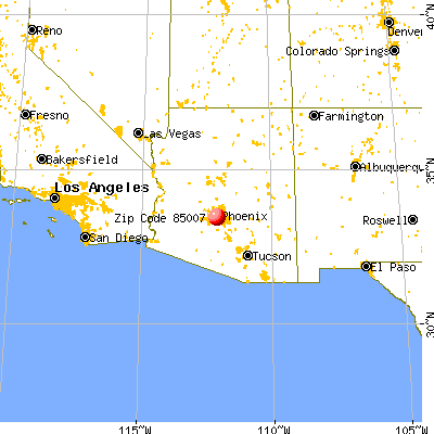 Phoenix, AZ (85007) map from a distance
