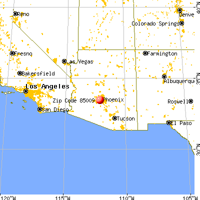 Phoenix, AZ (85009) map from a distance