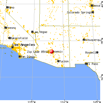 Phoenix, AZ (85018) map from a distance