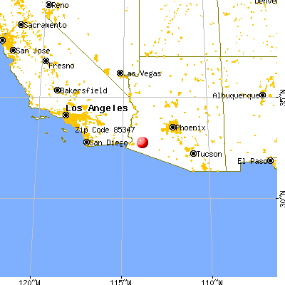 Dateland, AZ (85347) map from a distance