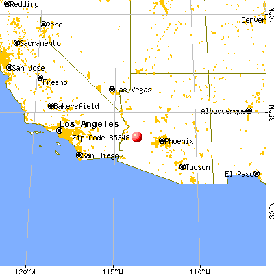 Vicksburg, AZ (85348) map from a distance