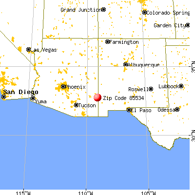 Duncan, AZ (85534) map from a distance