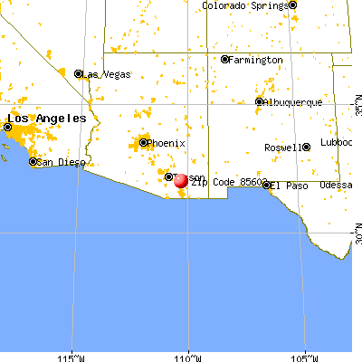 Benson, AZ (85602) map from a distance