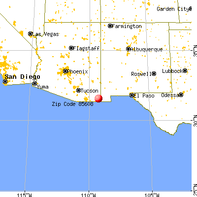 Douglas, AZ (85608) map from a distance