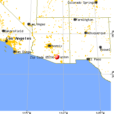 Tucson, AZ (85706) map from a distance