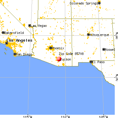 Tucson, AZ (85708) map from a distance