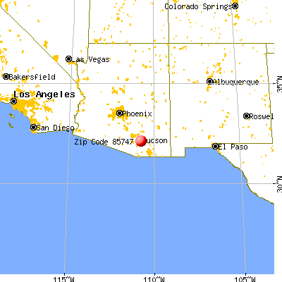 Tucson, AZ (85747) map from a distance