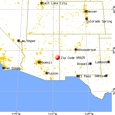 Eagar, AZ (85925) map from a distance