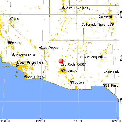 Prescott Valley, AZ (86314) map from a distance