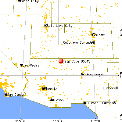 Rock Point, AZ (86545) map from a distance