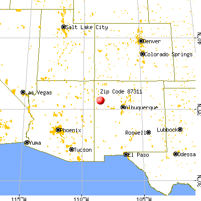 Church Rock, NM (87311) map from a distance