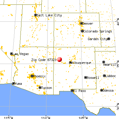 Thoreau, NM (87323) map from a distance